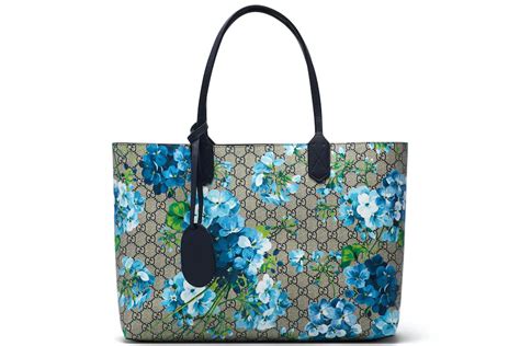 Gucci Reversible Tote GG Blooms Medium Beige/Blue 